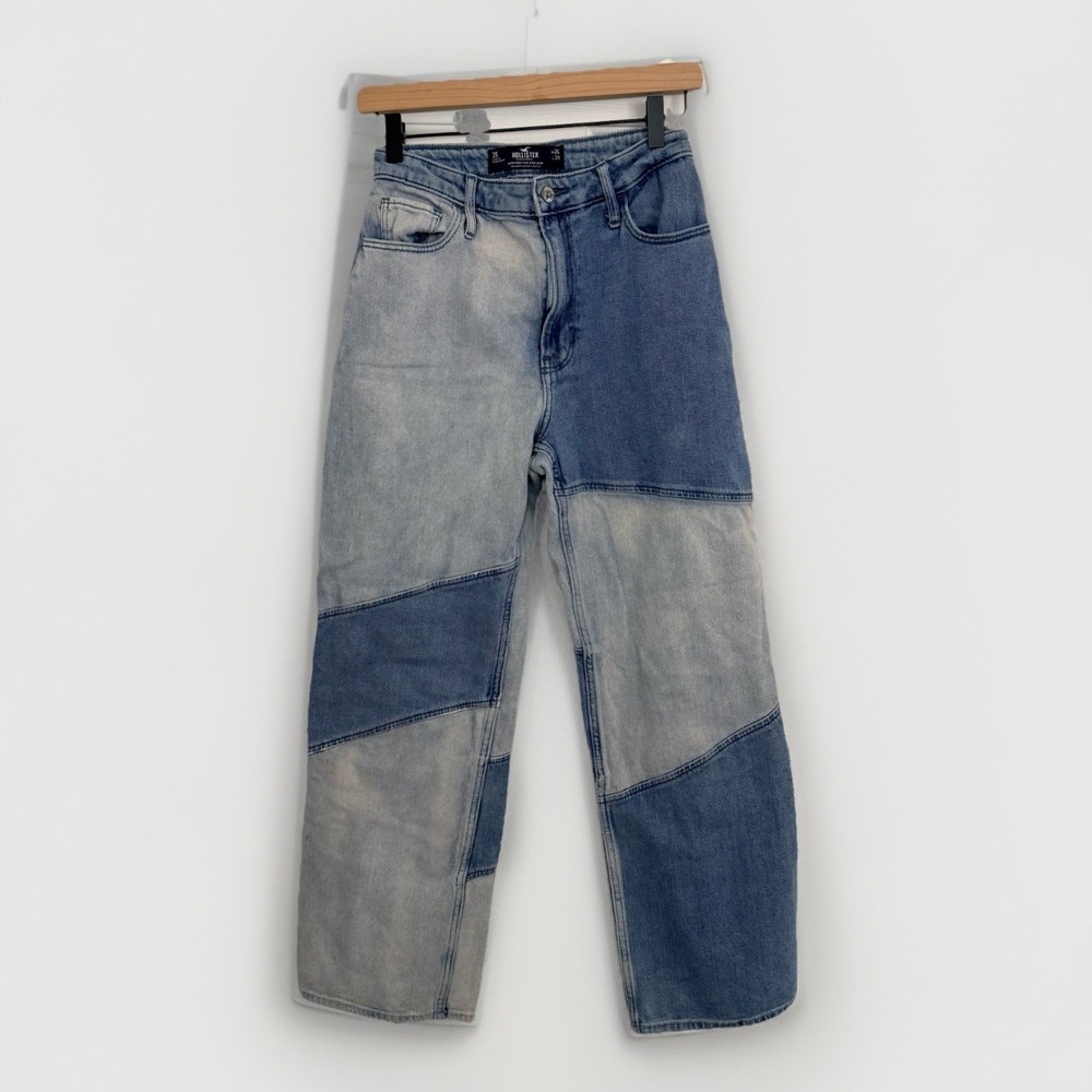 Hollister Women's Ultra High Rise Dad Jeans Patchwork Denim Two Tone 3S, 26W 29L